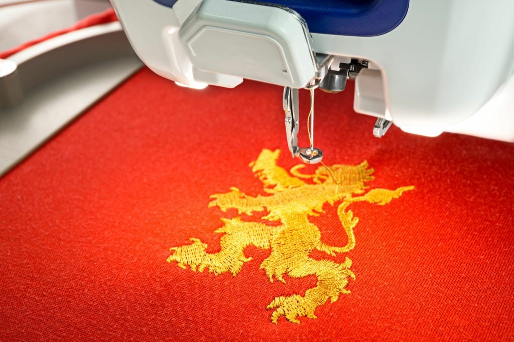 Custom embroidered golden lion design